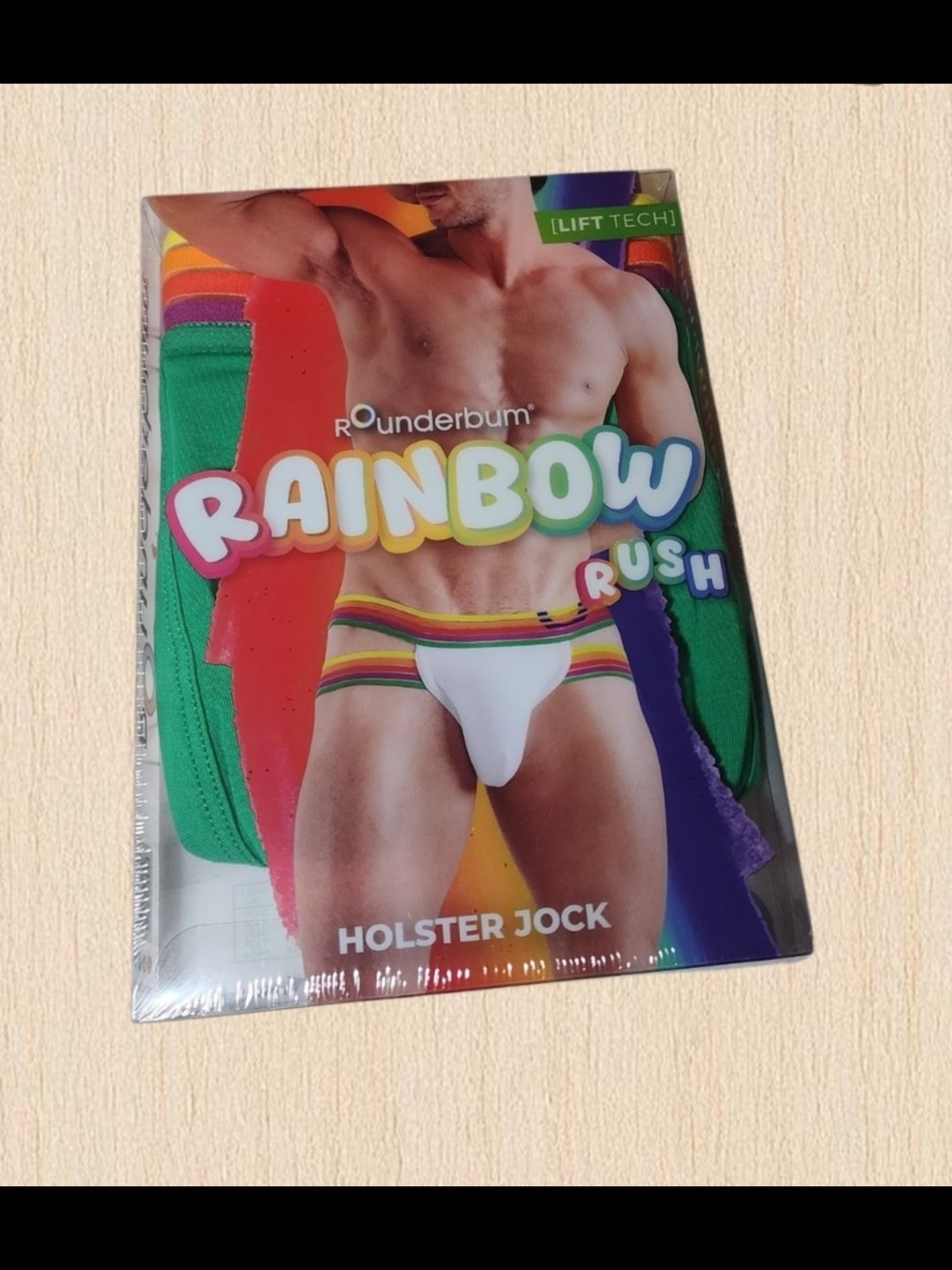 Rainbow Rush Holster Jock - White with Rainbow Trim 2 Boxes 1 Green 1 Yellow